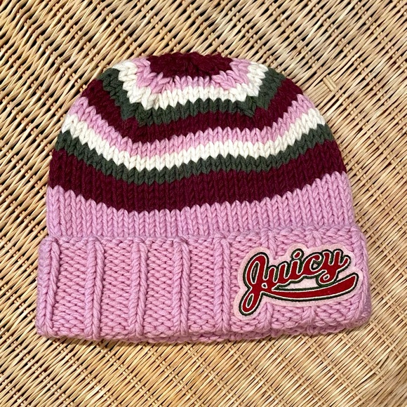 Juicy Couture Accessories - (SOLD ON DEPOP NOT FOR SALE) NWOT Vintage Juicy Couture Pink Striped Beanie